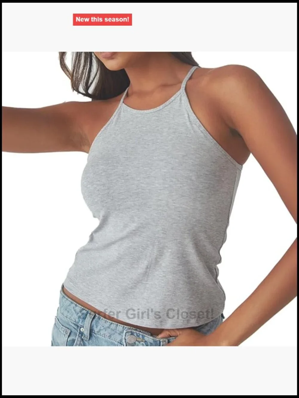 Women's High Neck Tank Top with Built-In Bra Removable Pads Racerback
